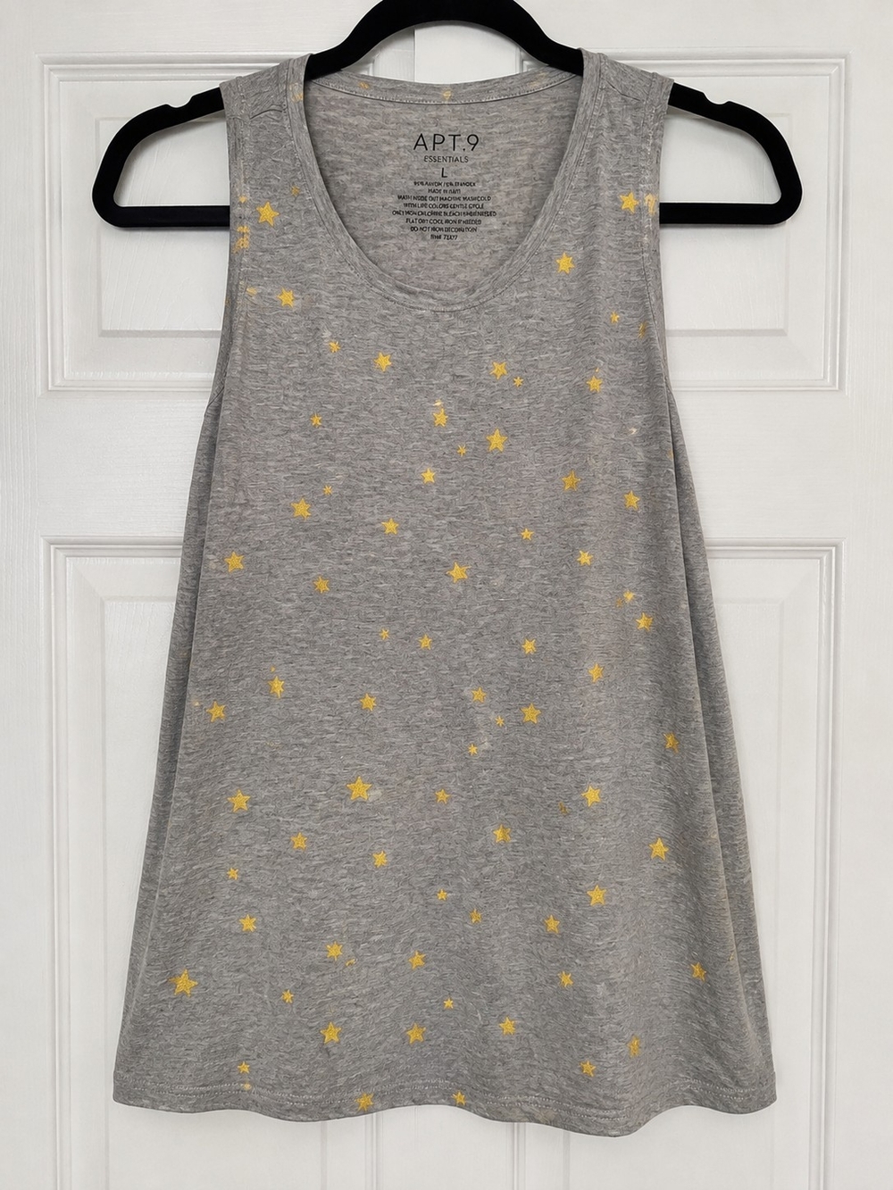 Apt. 9 Gray Tank Top with Gold Star Print